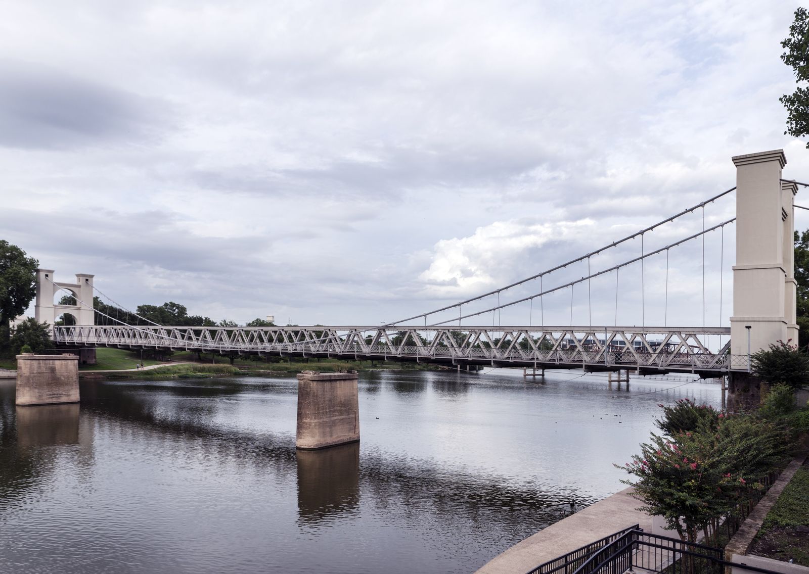 The Brazos River at Waco, spanned by the suspension bridge.
